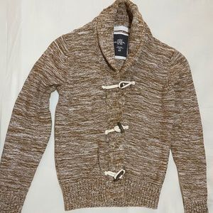 Beige(Mocha) and white CARDIGAN SWEATER size Small